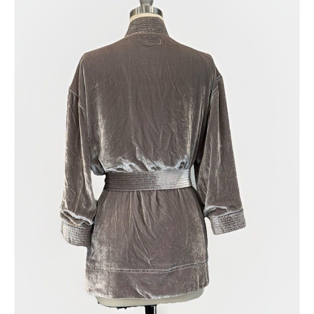 MOTHER  WomenSize Small Silver VELVET Kimono  Jacket Cardigan Open Silk Blend - Picture 4 of 16